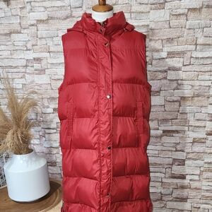 Avilego Red Full Zip  Puffer Vest with Hood
